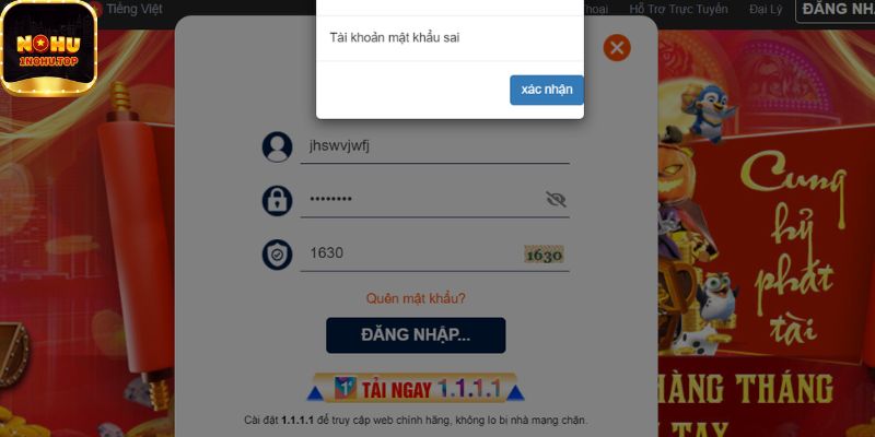 Đã điền đầy đủ thông tin nhưng không thể vào tài khoản